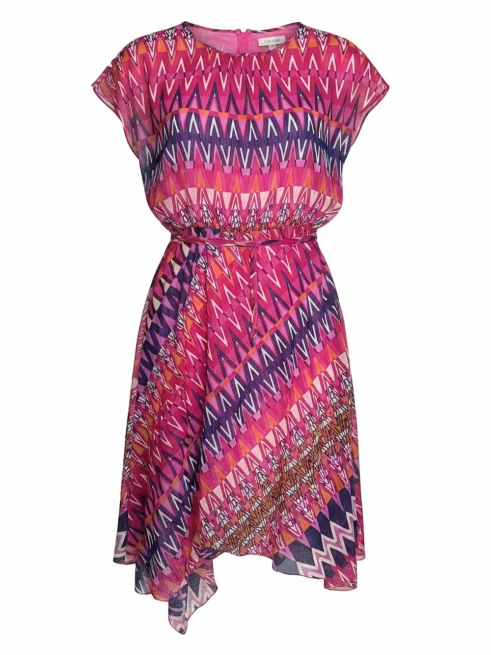 Vintage Sophisticates by Jonathan Martin Chiffon midi Dress size 8 💜🧡🩷